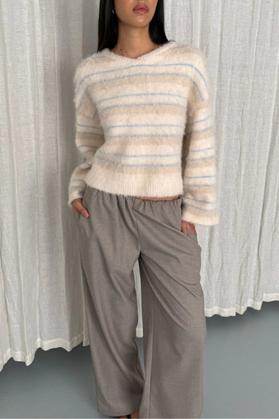 SHOP ARCAA MOVEMENT LUCCA SWEATER IN TAUPE/ BLUE STRIPE ONLINE