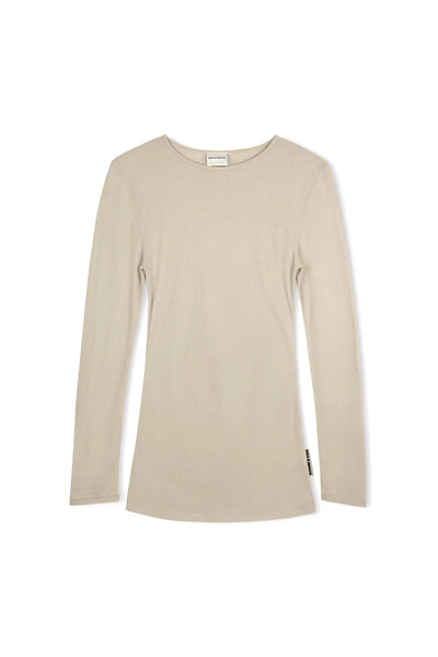 SHOP ZULU & ZEPHYR RIB HEMP JERSEY LONG SLEEVE TOP IN HUSK ONLINE