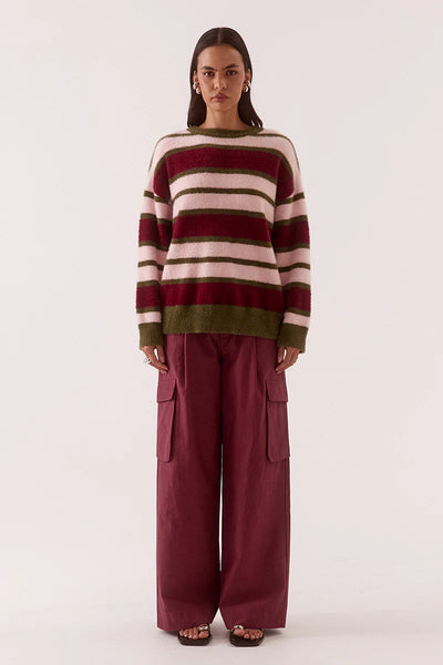 SOVERE - HOLLAND STRIPE CREW KNIT - PINK/PLUM