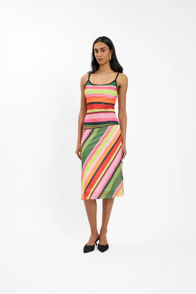 SHOP WITH HARER LU &nbsp;MIDI SKIRT IN EMERALD STRIPE ONLINE