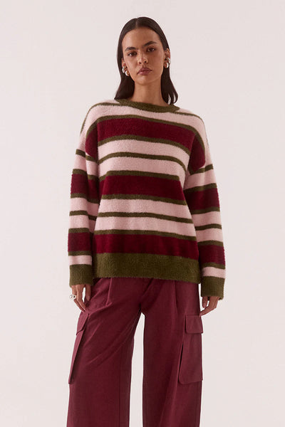 SOVERE - HOLLAND STRIPE CREW KNIT - PINK/PLUM