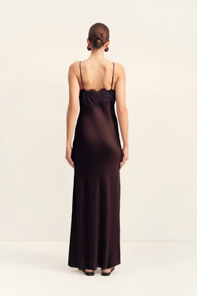 SHONA JOY - SIMONA LACE SLIP MAXI DRESS - ESPRESSO