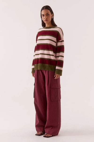 SOVERE - HOLLAND STRIPE CREW KNIT - PINK/PLUM