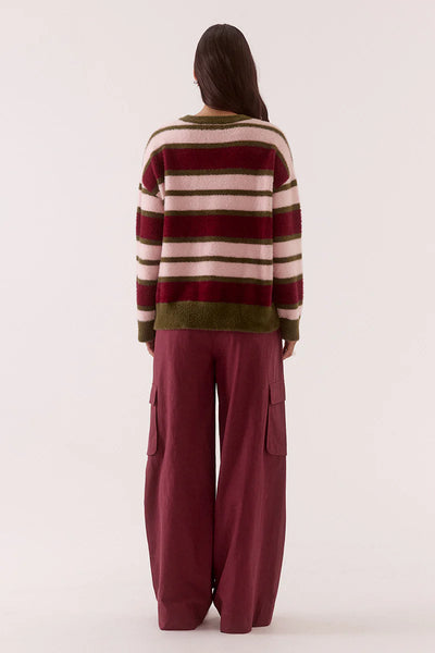 SOVERE - HOLLAND STRIPE CREW KNIT - PINK/PLUM