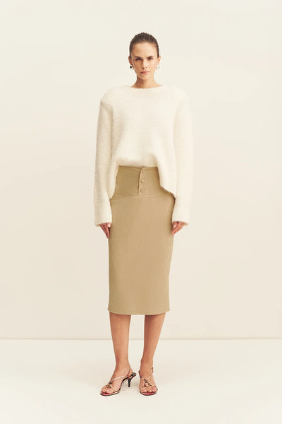 SHOP SHONA JOY KORINE BOUCLE KNIT WITH SHOULDER PAD IN SNOW WHITE ONLINE