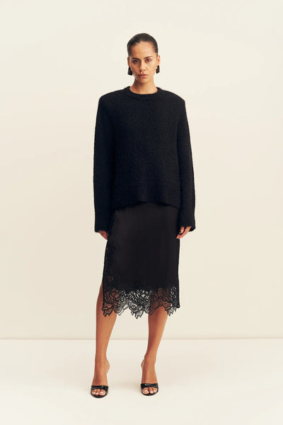 SHOP SHONA JOY KORINE BOUCLE KNIT WITH SHOULDER PAD IN BLACK ONLINE