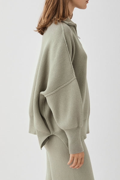 ARCAA - LONDON ZIP SWEATER - SAGE
