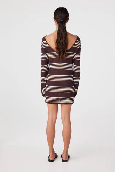 ARCAA MOVEMENT - NIA LONG SLEEVE MINI DRESS - ESPRESSO STRIPE - PERTH BOUTIQUE - AUSTRALIAN BOUTIQUE - WA BOUTIQUE - INTERNATIONAL SHIPPING - USA SHIPPING - PERTH STORES - PERTH STORE - AUSTRALIA - WA - WESTER AUSTRALIA - WOMENS FASHION - FASHION - CLOTHING - WA STOCKIST - PERTH STOCKIST - AUSTRALIAN STOCKIST - STOCKIST