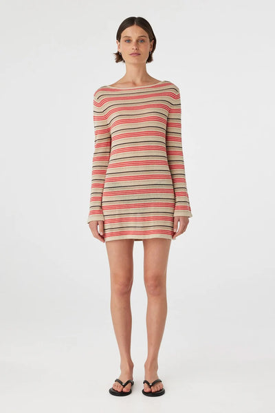 ARCAA MOVEMENT - NIA LONG SLEEVE MINI DRESS - FLAME & TAUPE STRIPE - PERTH BOUTIQUE - AUSTRALIAN BOUTIQUE - WA BOUTIQUE - INTERNATIONAL SHIPPING - USA SHIPPING - PERTH STORES - PERTH STORE - AUSTRALIA - WA - WESTER AUSTRALIA - WOMENS FASHION - FASHION - CLOTHING - WA STOCKIST - PERTH STOCKIST - AUSTRALIAN STOCKIST - STOCKIST