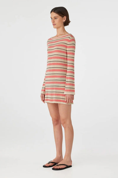 ARCAA MOVEMENT - NIA LONG SLEEVE MINI DRESS - FLAME & TAUPE STRIPE - PERTH BOUTIQUE - AUSTRALIAN BOUTIQUE - WA BOUTIQUE - INTERNATIONAL SHIPPING - USA SHIPPING - PERTH STORES - PERTH STORE - AUSTRALIA - WA - WESTER AUSTRALIA - WOMENS FASHION - FASHION - CLOTHING - WA STOCKIST - PERTH STOCKIST - AUSTRALIAN STOCKIST - STOCKIST
