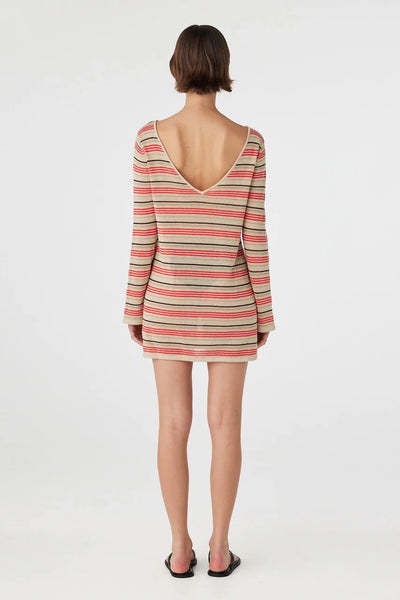 ARCAA MOVEMENT - NIA LONG SLEEVE MINI DRESS - FLAME & TAUPE STRIPE - PERTH BOUTIQUE - AUSTRALIAN BOUTIQUE - WA BOUTIQUE - INTERNATIONAL SHIPPING - USA SHIPPING - PERTH STORES - PERTH STORE - AUSTRALIA - WA - WESTER AUSTRALIA - WOMENS FASHION - FASHION - CLOTHING - WA STOCKIST - PERTH STOCKIST - AUSTRALIAN STOCKIST - STOCKIST