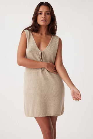 ARCAA MOVEMENT - POPPY ORGANIC COTTON LINEN MINI DRESS - TAUPE