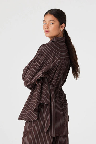 ARCAA MOVEMENT - RAE SHIRT - ESPRESSO STRIPE - PERTH BOUTIQUE - AUSTRALIAN BOUTIQUE - WA BOUTIQUE - INTERNATIONAL SHIPPING - USA SHIPPING - PERTH STORES - PERTH STORE - AUSTRALIA - WA - WESTER AUSTRALIA - WOMENS FASHION - FASHION - CLOTHING - WA STOCKIST - PERTH STOCKIST - AUSTRALIAN STOCKIST - STOCKIST