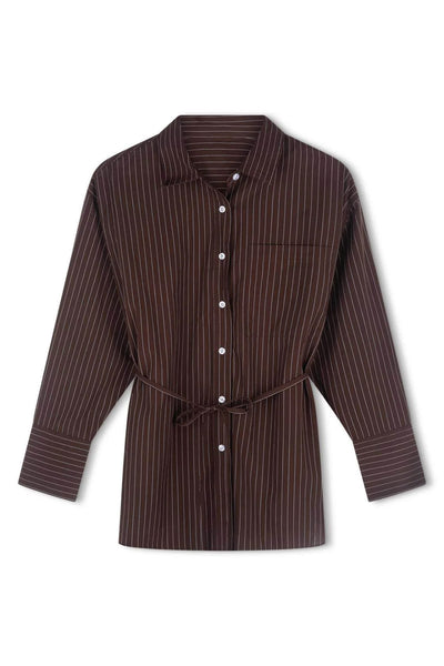 ARCAA MOVEMENT - RAE SHIRT - ESPRESSO STRIPE - PERTH BOUTIQUE - AUSTRALIAN BOUTIQUE - WA BOUTIQUE - INTERNATIONAL SHIPPING - USA SHIPPING - PERTH STORES - PERTH STORE - AUSTRALIA - WA - WESTER AUSTRALIA - WOMENS FASHION - FASHION - CLOTHING - WA STOCKIST - PERTH STOCKIST - AUSTRALIAN STOCKIST - STOCKIST