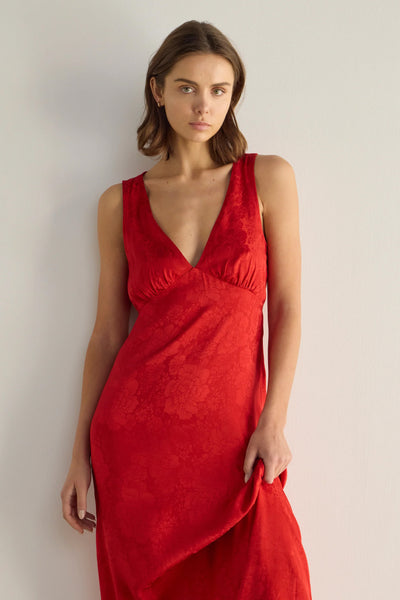 AUGUSTE - RIVER MIDI DRESS - RED - PERTH BOUTIQUE - AUSTRALIAN BOUTIQUE - WA BOUTIQUE - INTERNATIONAL SHIPPING - USA SHIPPING - PERTH STORES - PERTH STORE - AUSTRALIA - WA - WESTER AUSTRALIA - WOMENS FASHION - FASHION - CLOTHING - WA STOCKIST - PERTH STOCKIST - AUSTRALIAN STOCKIST - STOCKIST
