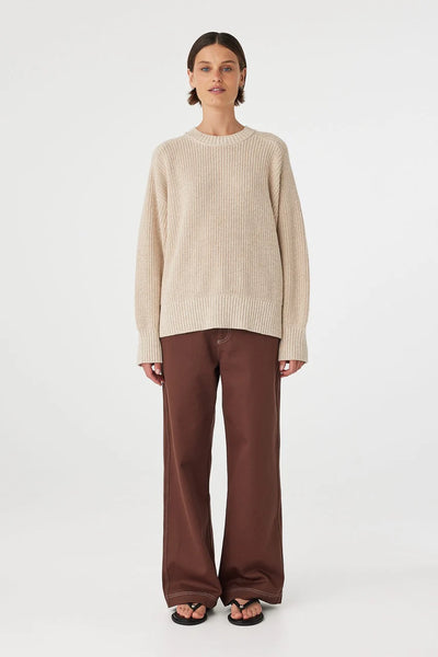 Front view focusing on the thick ribbed cuffs and hem, emphasizing the high-quality construction of this chunky winter staple.