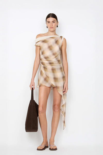 BEC + BRIDGE - ELIANA MINI DRESS - DUNE CHECK - PERTH BOUTIQUE - AUSTRALIAN BOUTIQUE - WA BOUTIQUE - INTERNATIONAL SHIPPING - USA SHIPPING - PERTH STORES - PERTH STORE - AUSTRALIA - WA - WESTER AUSTRALIA - WOMENS FASHION - FASHION - CLOTHING - WA STOCKIST - PERTH STOCKIST - AUSTRALIAN STOCKIST - STOCKIST