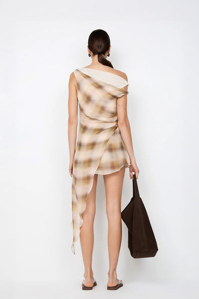 BEC + BRIDGE - ELIANA MINI DRESS - DUNE CHECK - PERTH BOUTIQUE - AUSTRALIAN BOUTIQUE - WA BOUTIQUE - INTERNATIONAL SHIPPING - USA SHIPPING - PERTH STORES - PERTH STORE - AUSTRALIA - WA - WESTER AUSTRALIA - WOMENS FASHION - FASHION - CLOTHING - WA STOCKIST - PERTH STOCKIST - AUSTRALIAN STOCKIST - STOCKIST