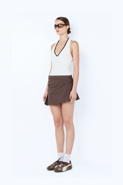 BEC + BRIDGE - MARCELINE MINI SKIRT - DARK CHOCOLATE - PERTH BOUTIQUE - AUSTRALIAN BOUTIQUE - WA BOUTIQUE - INTERNATIONAL SHIPPING - USA SHIPPING - PERTH STORES - PERTH STORE - AUSTRALIA - WA - WESTER AUSTRALIA - WOMENS FASHION - FASHION - CLOTHING - WA STOCKIST - PERTH STOCKIST - AUSTRALIAN STOCKIST - STOCKIST