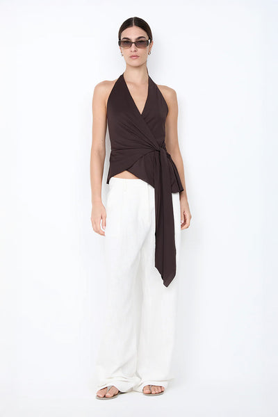 BEC + BRIDGE - MIA HALTER TOP - DARK CHOCOLATE - PERTH BOUTIQUE - AUSTRALIAN BOUTIQUE - WA BOUTIQUE - INTERNATIONAL SHIPPING - USA SHIPPING - PERTH STORES - PERTH STORE - AUSTRALIA - WA - WESTER AUSTRALIA - WOMENS FASHION - FASHION - CLOTHING - WA STOCKIST - PERTH STOCKIST - AUSTRALIAN STOCKIST - STOCKIST