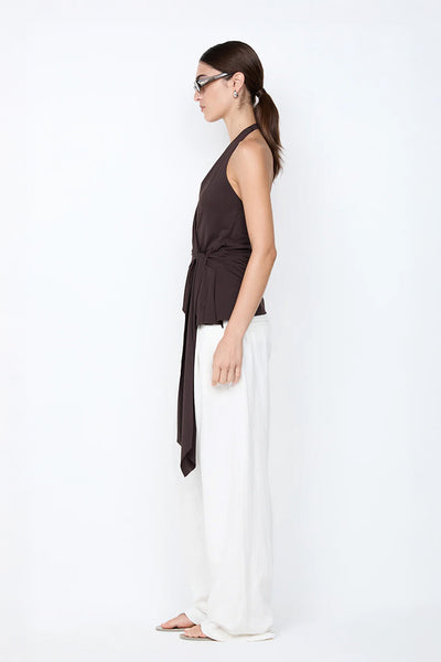 BEC + BRIDGE - MIA HALTER TOP - DARK CHOCOLATE - PERTH BOUTIQUE - AUSTRALIAN BOUTIQUE - WA BOUTIQUE - INTERNATIONAL SHIPPING - USA SHIPPING - PERTH STORES - PERTH STORE - AUSTRALIA - WA - WESTER AUSTRALIA - WOMENS FASHION - FASHION - CLOTHING - WA STOCKIST - PERTH STOCKIST - AUSTRALIAN STOCKIST - STOCKIST