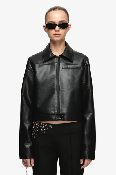 SHOP BEC + BRIDGE SAPHIRA CROPPED JACKET IN BLACK ONLINE