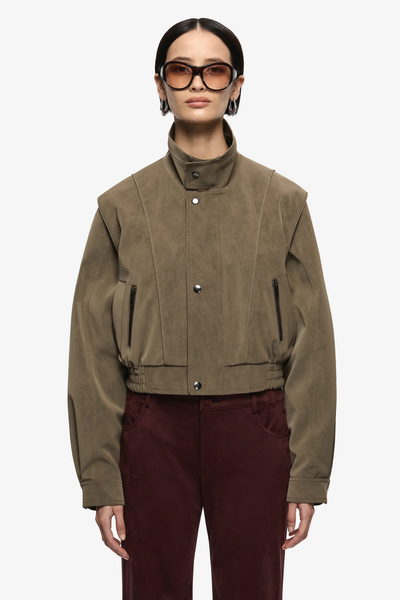 SHOP BEC + BRIDGE ZOLI BOMBER IN OLIVE ONLINE