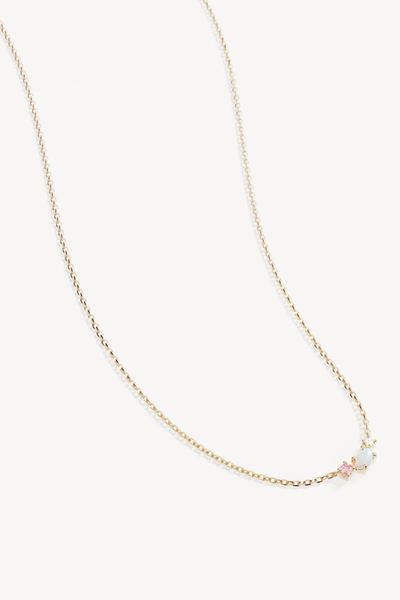 Studio product shot of the By Charlotte Cosmic Bloom Necklace in 18k Gold Vermeil on a white background, featuring a diamond-cut cable chain and an 11mm multi-gemstone cluster pendant.