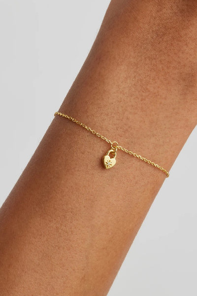 BY CHARLOTTE - CRYSTAL LOTUS HEART PADLOCK BRACELET - GOLD - PERTH STOCKIST - AUSTRALIAN STOCKIST - WA STOCKIST - AUSTRALIA STOCKIST - AUS STOCKIST - PERTH BOUTIQUE - WA BOUTIQUE - AUS BOUTIQUE - AUSTRALIA BOUTIQUE