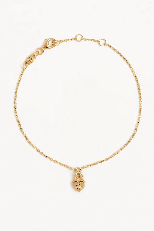 BY CHARLOTTE - CRYSTAL LOTUS HEART PADLOCK BRACELET - GOLD - PERTH STOCKIST - AUSTRALIAN STOCKIST - WA STOCKIST - AUSTRALIA STOCKIST - AUS STOCKIST - PERTH BOUTIQUE - WA BOUTIQUE - AUS BOUTIQUE - AUSTRALIA BOUTIQUE