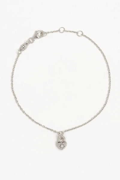 BY CHARLOTTE - CRYSTAL LOTUS HEART PADLOCK BRACELET - SILVER - PERTH STOCKIST - AUSTRALIAN STOCKIST - WA STOCKIST - AUSTRALIA STOCKIST - AUS STOCKIST - PERTH BOUTIQUE - WA BOUTIQUE - AUS BOUTIQUE - AUSTRALIA BOUTIQUE