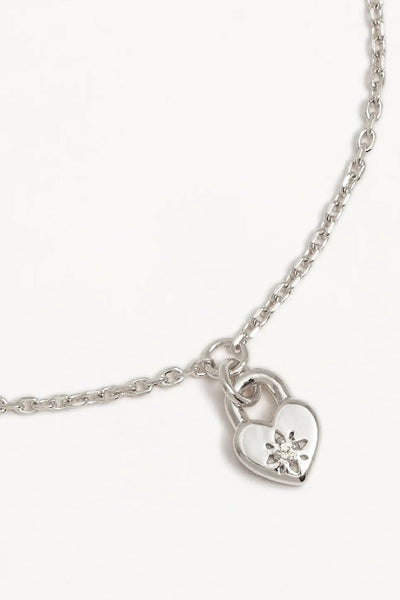 BY CHARLOTTE - CRYSTAL LOTUS HEART PADLOCK BRACELET - SILVER - PERTH STOCKIST - AUSTRALIAN STOCKIST - WA STOCKIST - AUSTRALIA STOCKIST - AUS STOCKIST - PERTH BOUTIQUE - WA BOUTIQUE - AUS BOUTIQUE - AUSTRALIA BOUTIQUE