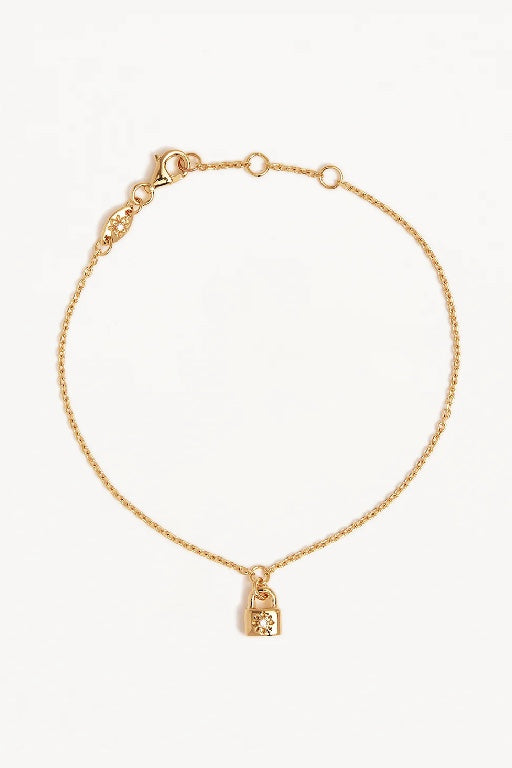 BY CHARLOTTE - CRYSTAL LOTUS  PADLOCK BRACELET - GOLD - PERTH STOCKIST - AUSTRALIAN STOCKIST - WA STOCKIST - AUSTRALIA STOCKIST - AUS STOCKIST - PERTH BOUTIQUE - WA BOUTIQUE - AUS BOUTIQUE - AUSTRALIA BOUTIQUE