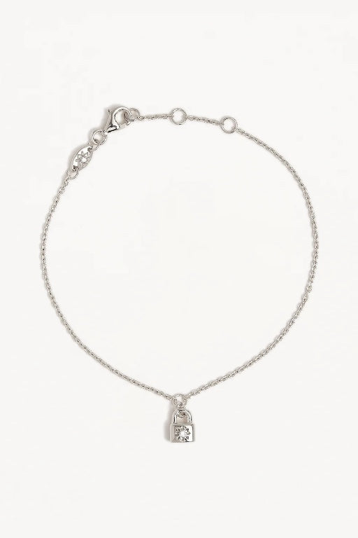 BY CHARLOTTE - CRYSTAL LOTUS  PADLOCK BRACELET - SILVER - PERTH STOCKIST - AUSTRALIAN STOCKIST - WA STOCKIST - AUSTRALIA STOCKIST - AUS STOCKIST - PERTH BOUTIQUE - WA BOUTIQUE - AUS BOUTIQUE - AUSTRALIA BOUTIQUE