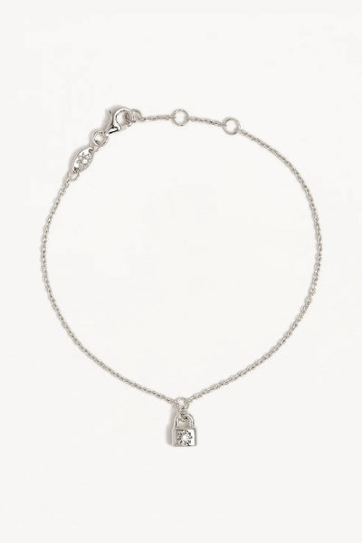BY CHARLOTTE - CRYSTAL LOTUS  PADLOCK BRACELET - SILVER - PERTH STOCKIST - AUSTRALIAN STOCKIST - WA STOCKIST - AUSTRALIA STOCKIST - AUS STOCKIST - PERTH BOUTIQUE - WA BOUTIQUE - AUS BOUTIQUE - AUSTRALIA BOUTIQUE