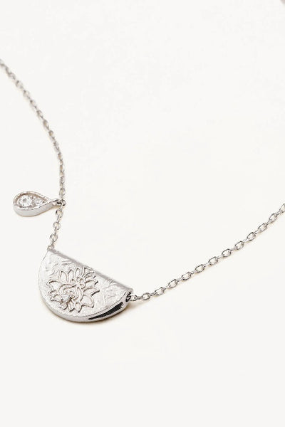 BY CHARLOTTE - LOTUS BIRTHSTONE NECKLACE - SILVER - APRIL - PERTH STOCKIST