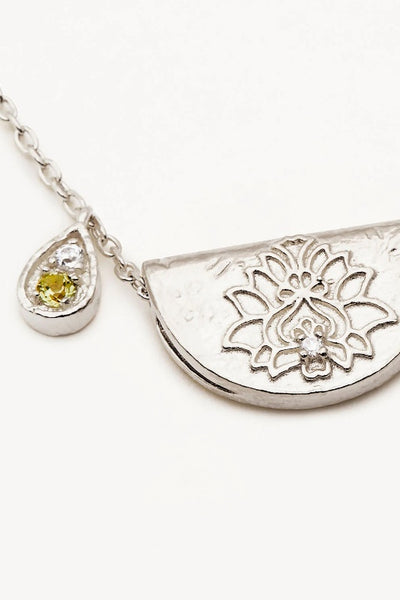 BY CHARLOTTE - LOTUS BIRTHSTONE NECKLACE - SILVER - AUGUST