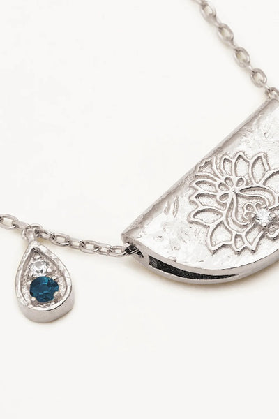 BY CHARLOTTE - LOTUS BIRTHSTONE NECKLACE - SILVER - DECEMBER