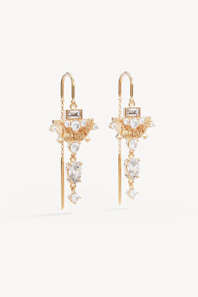 SHOP BY CHARLOTTE LOTUS RAIN THREAD EARRINGS IN GOLD ONLINE