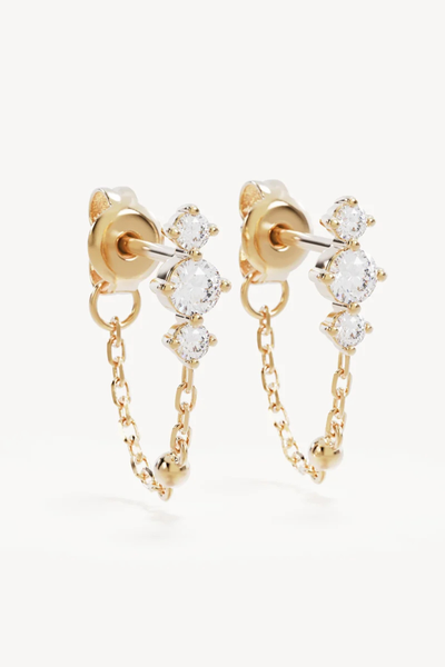 SHOP BY CHARLOTTE IN THE STARS CHAIN HUGGIE EARRINGS IN 18K GOLD VERMEIL ONLINE