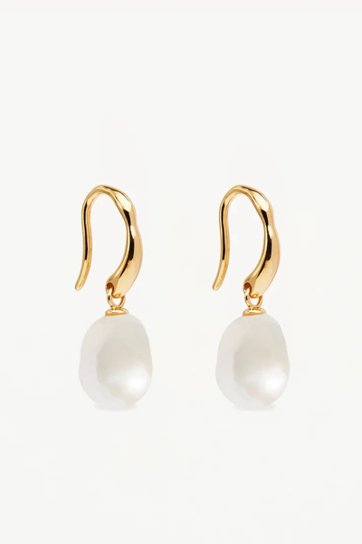 SHOP BY CHARLOTTE VERMEIL HARMONY PEARL HOOK EARRINGS IN GOLD ONLINE