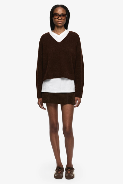 SHOP BEC + BRIDGE CAMPBELL V CROPPED JUMPER IN DARK CHOCOLATE ONLINE