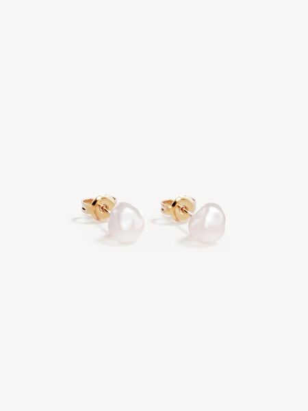 By Charlotte 18k Gold Vermeil Pearl Under the Moonlight Stud Earrings