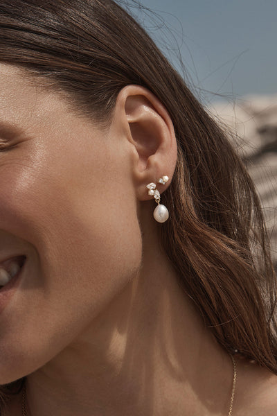 BY CHARLOTTE - MOMENTS IN TIME PEARL DROP EARRINGS - GOLD