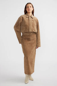 ENA PELLY - ANA SUEDE BOMBER JACKET - TOFFEE - PERTH STOCKIST - AUSTRALIAN STOCKIST - WA STOCKIST - AUSTRALIA STOCKIST - AUS STOCKIST - PERTH BOUTIQUE - WA BOUTIQUE - AUS BOUTIQUE - AUSTRALIA BOUTIQUE 