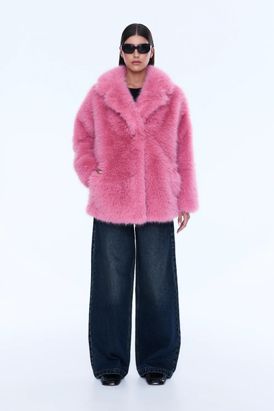SHOP ENA PELLY EMILY FAUX FUR JACKET IN BRIGHT PINK ONLINE