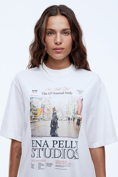 ENA PELLY - EP JOURNAL TEE - VINTAGE WHITE - PERTH BOUTIQUE - AUSTRALIAN BOUTIQUE - WA BOUTIQUE - INTERNATIONAL SHIPPING - USA SHIPPING - PERTH STORES - PERTH STORE - AUSTRALIA - WA - WESTER AUSTRALIA - WOMENS FASHION - FASHION - CLOTHING - WA STOCKIST - PERTH STOCKIST - AUSTRALIAN STOCKIST - STOCKIST