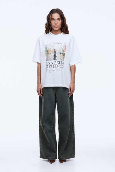 ENA PELLY - EP JOURNAL TEE - VINTAGE WHITE - PERTH BOUTIQUE - AUSTRALIAN BOUTIQUE - WA BOUTIQUE - INTERNATIONAL SHIPPING - USA SHIPPING - PERTH STORES - PERTH STORE - AUSTRALIA - WA - WESTER AUSTRALIA - WOMENS FASHION - FASHION - CLOTHING - WA STOCKIST - PERTH STOCKIST - AUSTRALIAN STOCKIST - STOCKIST