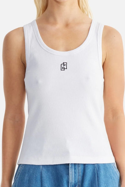 ENA PELLY - KENDALL MONOGRAM TANK - WHITE
