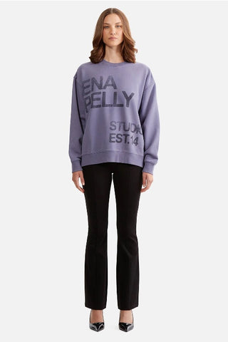 ENA PELLY - LOLA OVERSIZED SWEATER STAMPED LOGO - DARK IRIS